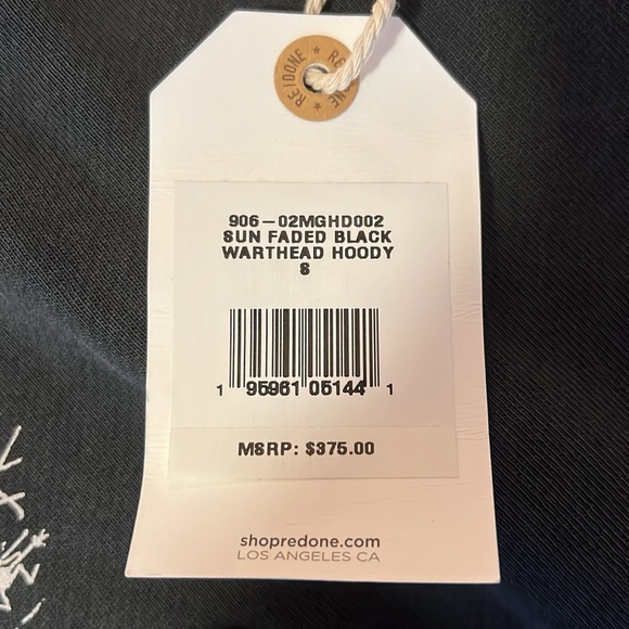 NWT Re/Done Men’s “Warthead” Sun Faded Black Hoody, Size Small - Picture 2 of 7